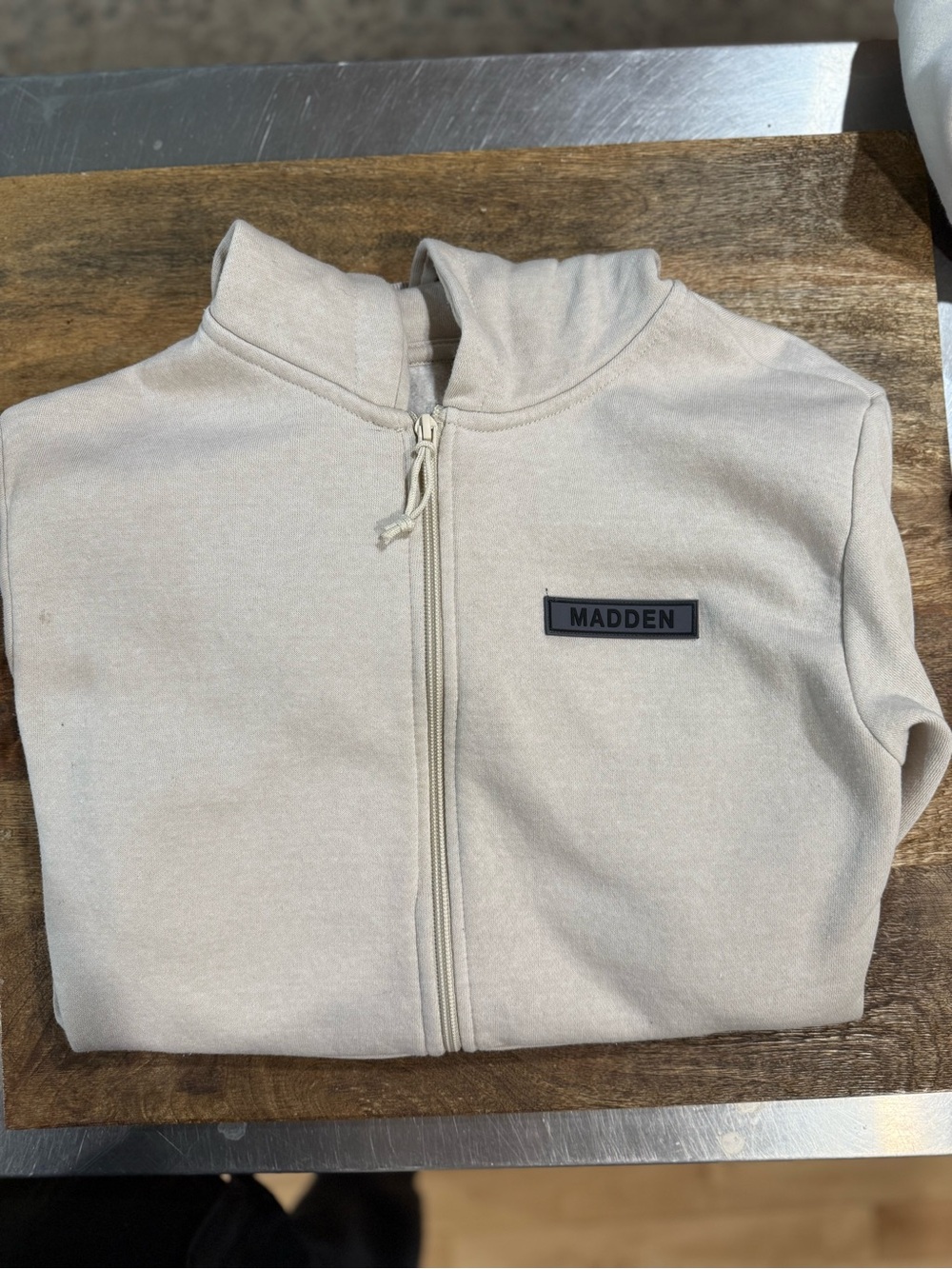 Steve Madden Beige Zip Front Hoodie